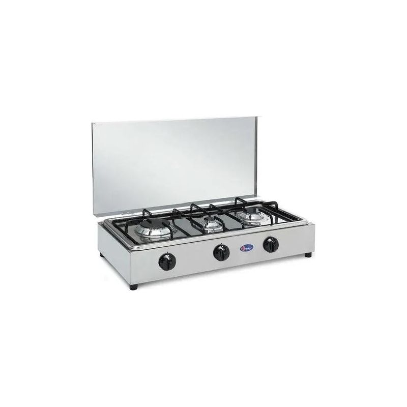 Réchaud 4 Feux GPL Avec Soupape De Sécurité – Double Couronne 3,5 KW, Plateau Inox, Fabriqué En Italie – Modèle 542GSPGPS/C