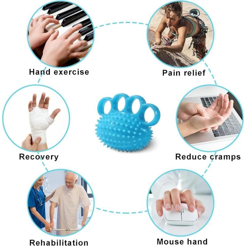 Lot De 2 Balles De Rééducation Main – 2 Niveaux De Résistance, Caoutchouc TPR, Antistress, Soulagement Anxiété