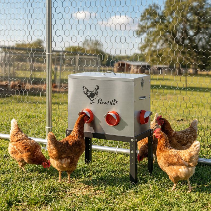 PawHut Hühner-Futterautomat – 18 Kg Fassungsverm Produktbild-Vorschau 1