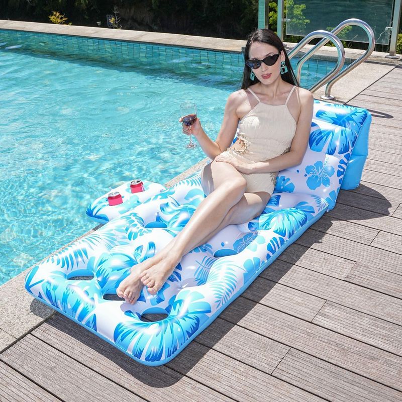 SLOOSH Lot de 2 chaises de piscine gonflables pour adultes avec porte- gobelets, chaise flottante gonflable, tapis de nouilles pour se détendre en été, s'amuser dans l'eau, la natation, les fêtes, la