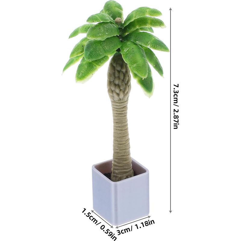 Mini Cocotiers Artificiels Réalistes Plantes Tropicales Miniatures Lot de 4 en Pla pour Décoration Intérieure pour Scénarios D'exposition et Modèles de Table