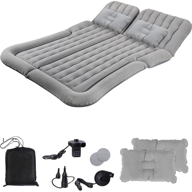 VEVOR Matelas Gonflable Voiture - Lit Auto épais Floqué - 6 Chambres Indépendantes - Pompe 12V Incluse - 2 Oreillers - Pour SUV/MPV - Noir - Gonflage 2 Min