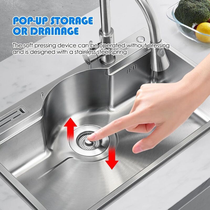 Évier De Cuisine Passoire Et Bouchon Combo - Universel 3 En 1 Coquille En Acier Inoxydable Avec Passoire Anti Colmatage Installation Facile Pour Un Trou Devier De 72 86mm 92278009 Évier De Cuisine Passoire Et Bouchon Combo - Universel 3 En 1 Coquille En Acier Inoxydable Avec Passoire Anti Colmatage Installation Facile Pour Un Trou Devier De 72 86mm 92278009