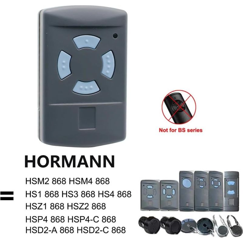 Telecomando Apriporta Garage 868.3 MHz BS – Compatibile Hörmann HSM4, HSE2, HS1, HS4, HSZ1/2, Rolling Code Blu