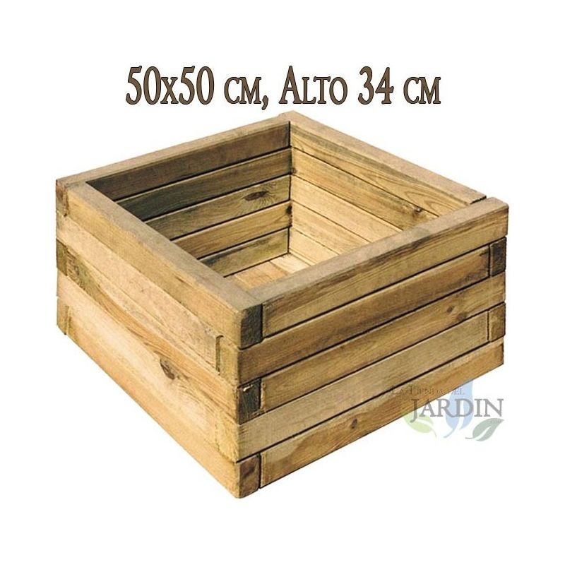 Quadratischer Pflanzkübel aus Holz 50x50 cm, Höhe 34 cm