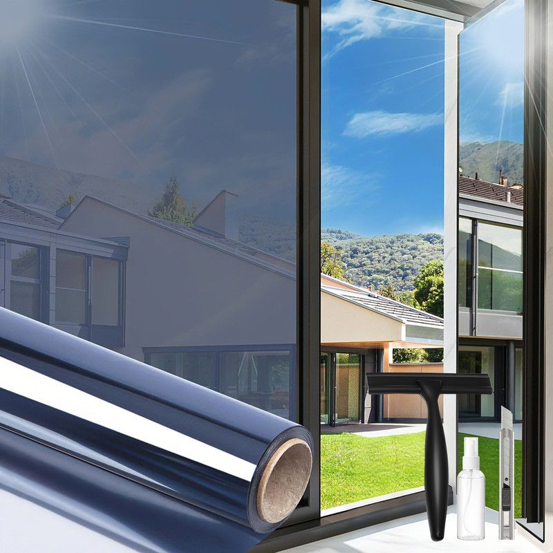 Einwegspiegel-Fensterfolie 100 x 200 cm, Sonnenschutz, Anti-UV und Anti-Hitze, Anti-Sichtschutz
