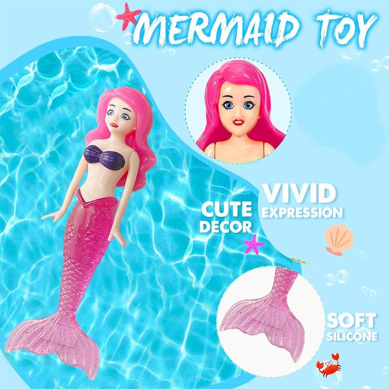 14 Pièces Jouets De Plongée Sirène – 3 Sirènes, 8 Gemmes, 3 Calmars, En PC, Piscine Extérieur été, Pour Enfant 3-12 Ans