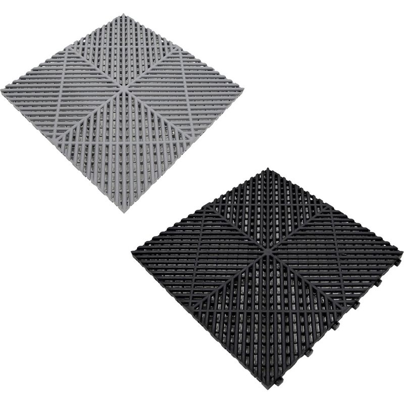 Carrelage De Sol Modulaire Hexagonal – 90 Gris / 30 Noir, 14 Lampes, Bordure Incluse, 40x40 Cm