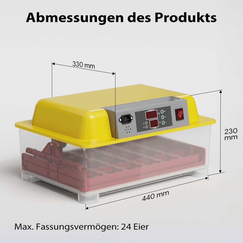Vollautomatischer Brutautomat Für 24 Eier – Mit Automatischem Wenden, Temperaturregelung, LED-Schierlampe Und Feuchtigkeitsanzeige – Für Hühner-, Enten- & Wachteleier