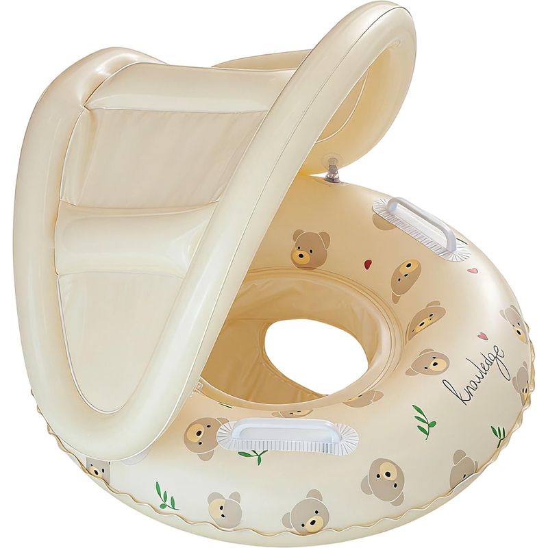 Bouée Gonflable Avec Auvent Pour Enfant – Flotteur Piscine Ours/lapin, 3-48 Mois, Protection UV