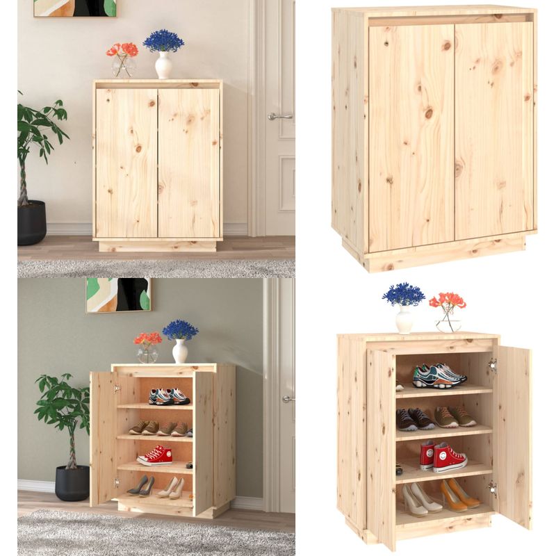 Schuhschrank 60x35x80 cm Massivholz Kiefer - Holz Schrank - Schuhschrank - Massivholzmöbel - Garderobe - Einbauschrank