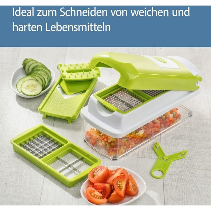 Küchen- und Kochzubehör, Genius Nicer Dicer Smart (12-teilig) in Grün - Gemüseschneider für Würfel, Stifte, Scheiben, Streifen und Spalten