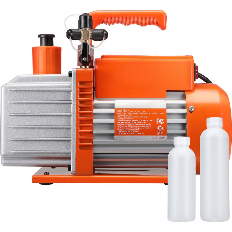 VEVOR Vakuumpumpe 4CFM 113L/min – A2L-geschützt, 180W, 220V, Inkl. Manometer-Set Für Kfz-Klima & HVAC