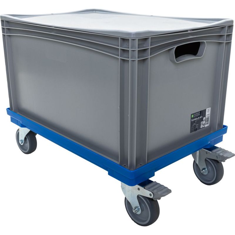 Eurobox Roller blau 600 x 400 mit Gummirädern Transportwagen Kistenwagen