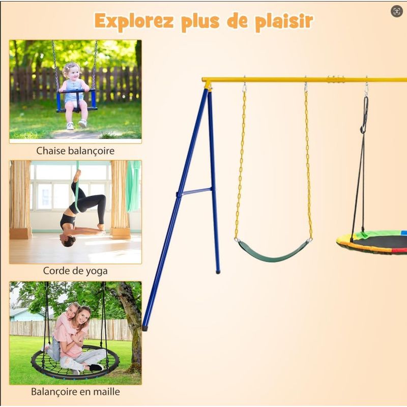 Siège Balançoire En Bois 40 Cm – Corde Réglable 123-213 Cm, Capacité 100 Kg, Pour Enfants Et Adultes, Extérieur