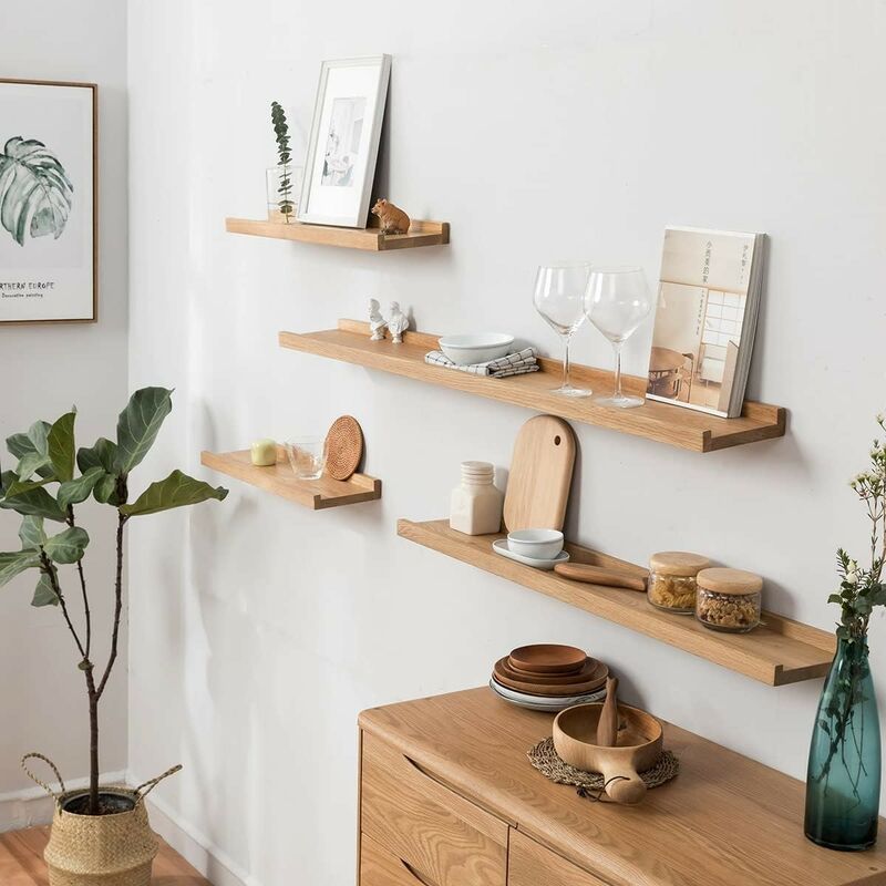 puraday Étagère de rangement murale avec tiroirs, étagère flottante, en bois - Design élégant et