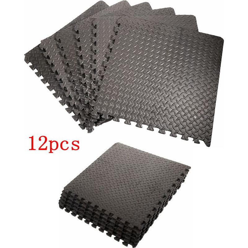 Tapis de Protection de Sol Puzzle en Mousse Yahoms - 18 pièces de 30x30cm - Noir - Sport Tapis de Protection de Sol Puzzle en Mousse Yahoms - 18 pièces de 30x30cm - Noir - Sport