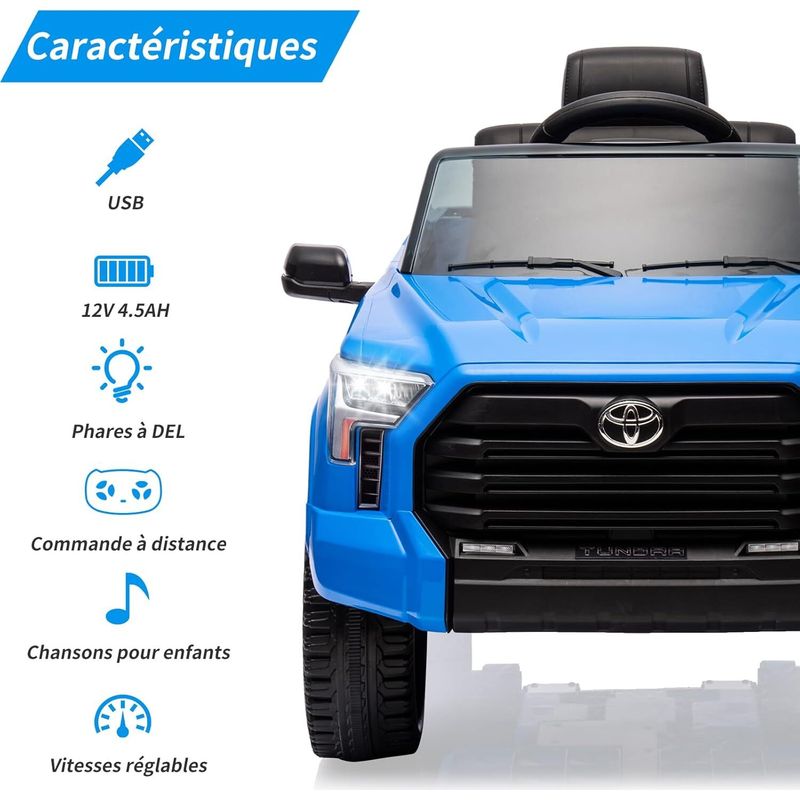 Véhicule électrique TOYOTA Land Cruiser 12 Volts Voitures à batterie 12V7AH pour enfants, Voiture électrique tout-petit avec télécommande, blocs de construction et zone de stockage DIY, 3 vitesses