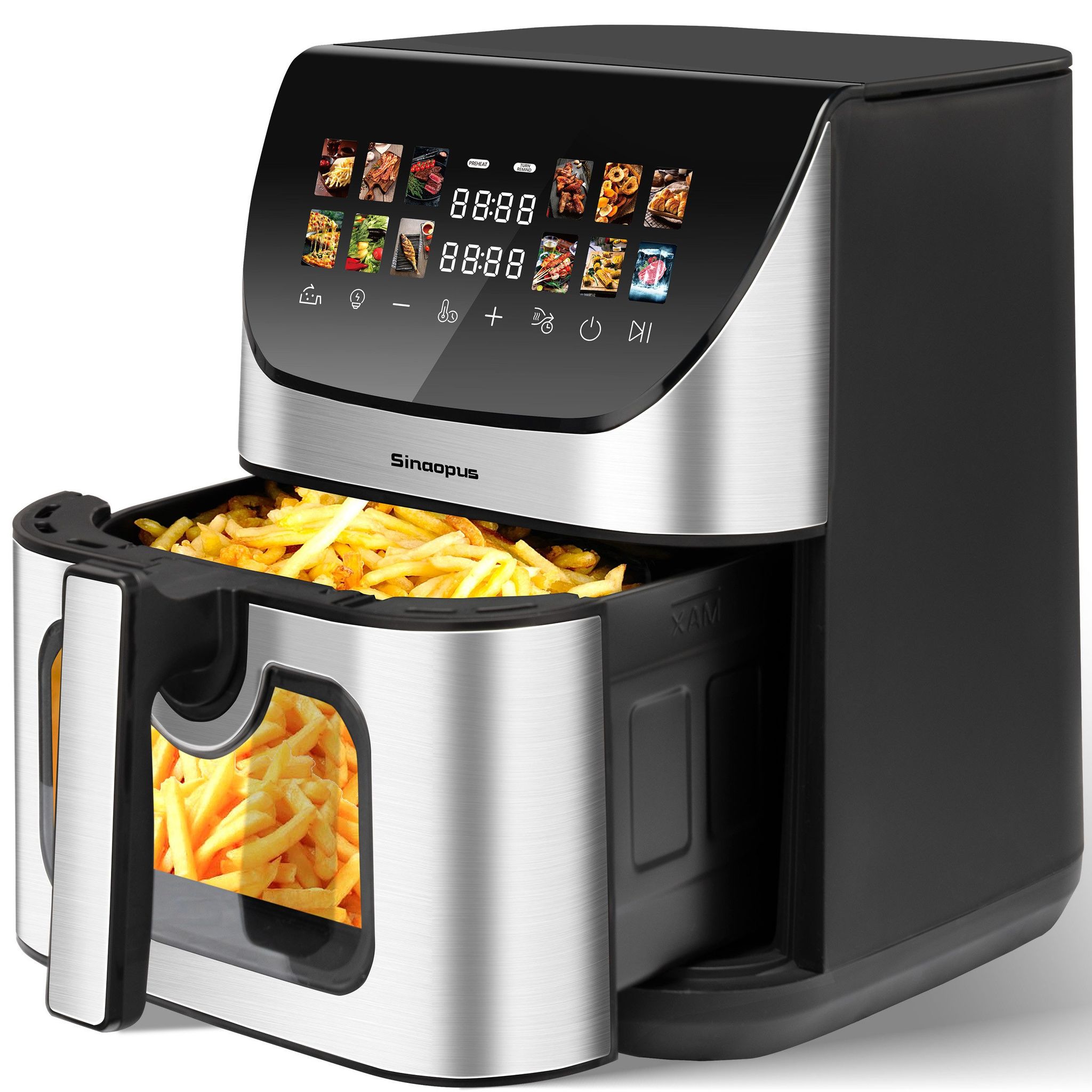 Friggitrice Ad Aria Xxl Airfryer 8,5l Airfryer Con Finestra Di Visualizzazione E Display A Colori, 12 Programmi, Touchscreen Led A Colori, Facile Da Pulire
