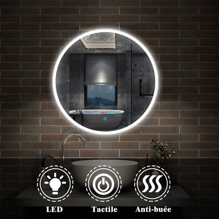 Miroir Salle De Bain Rond Diamètre:70cm Anti-buée