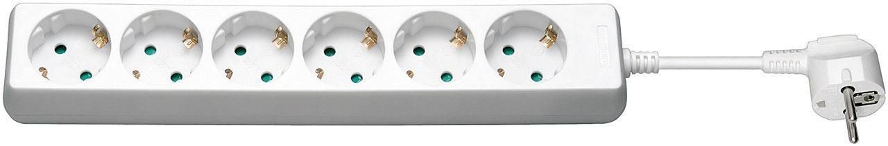 MicroConnect 6-Wege Schuko Netzsteckdose, 1,5 m Kabel ohne Schalter, Weiß - Image 2