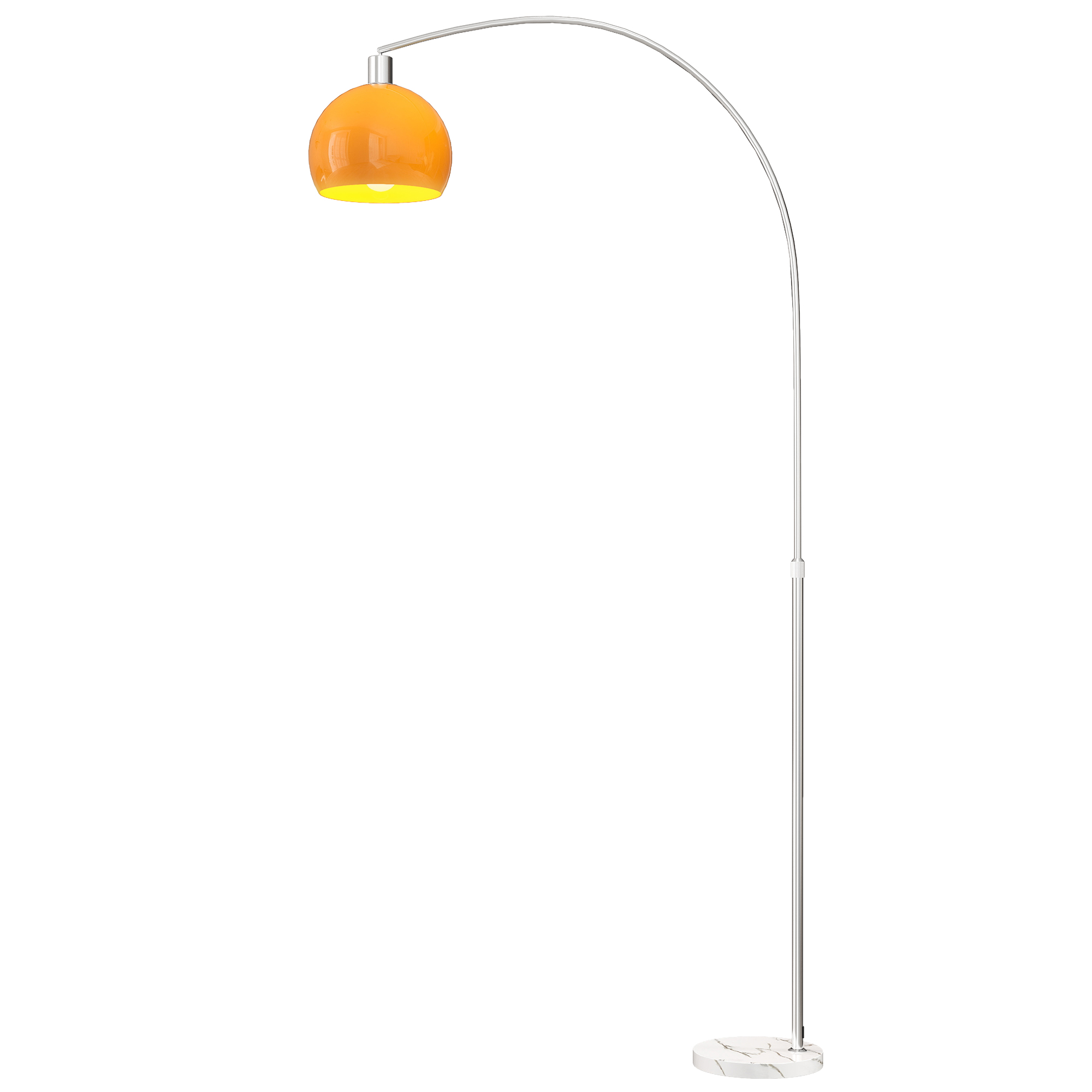 Homcom – Lampadaire Arc En Métal Avec Abat-jour Orange – Hauteur 180 Cm