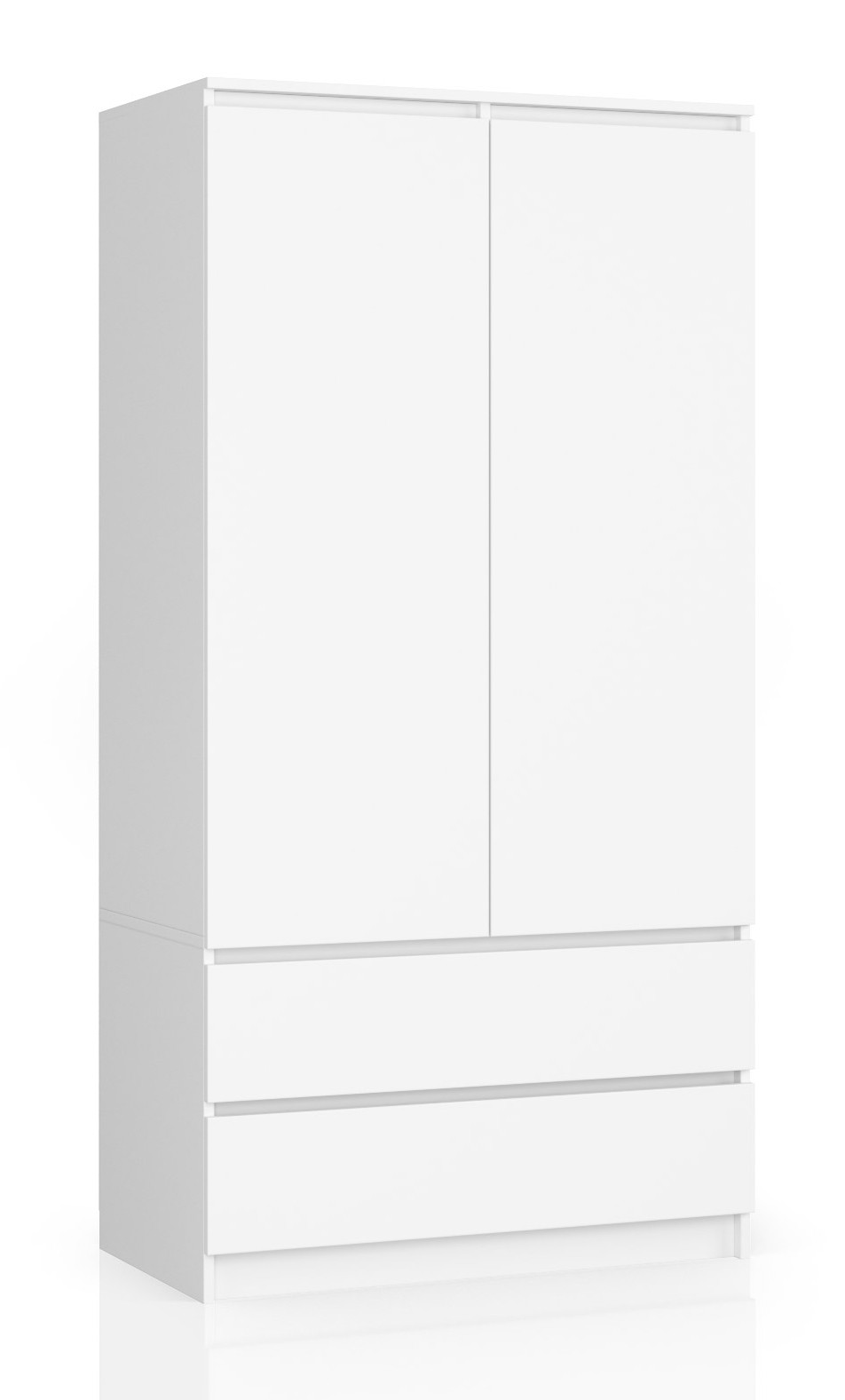 Akord - Armoire S90 Blanche 90 Cm 2 Portes 2 Tiroirs Façade Blanche 4