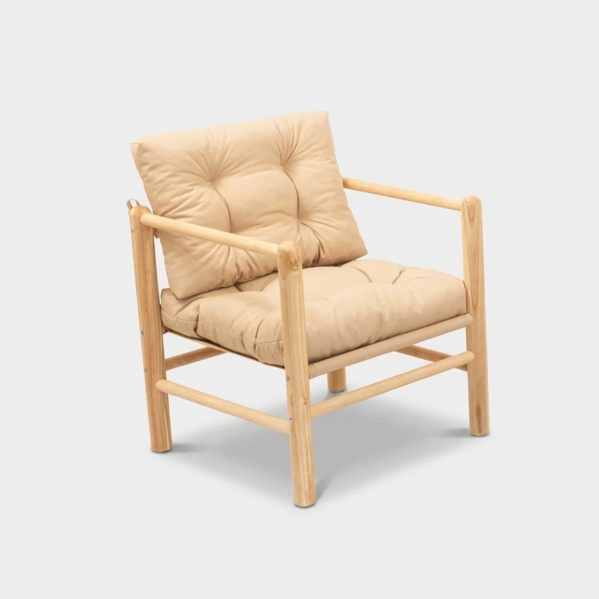 Ahd Amazing Home Design Holz-Gartenpolsterstuhl Arvek Mit Kissen - Creme