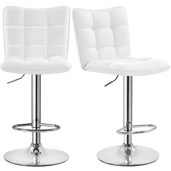 Lot De 2 Tabourets De Bar En Similicuir Réglables En Hauteur Chaises De