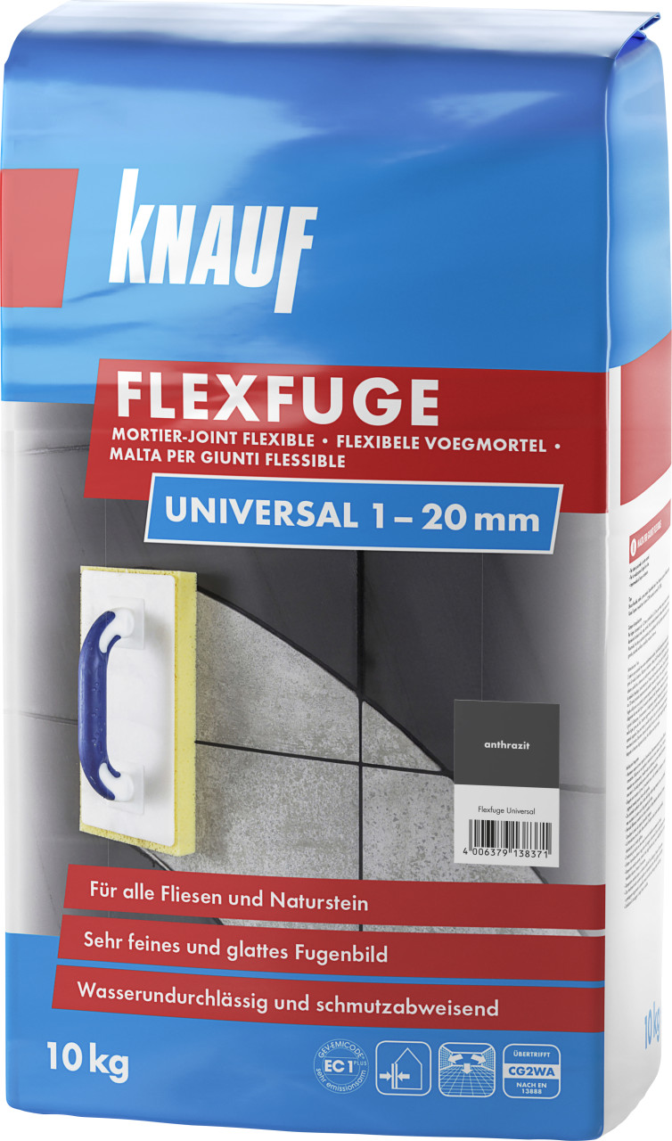 Knauf Fugenmörtel Flexfuge Universal 1 - 20 Mm Anthrazit 10 Kg Fugenmörtel