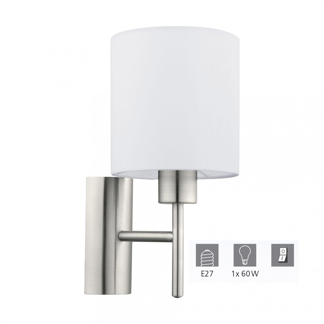 Eglo Pasteri Simple Shade Wall Light in White