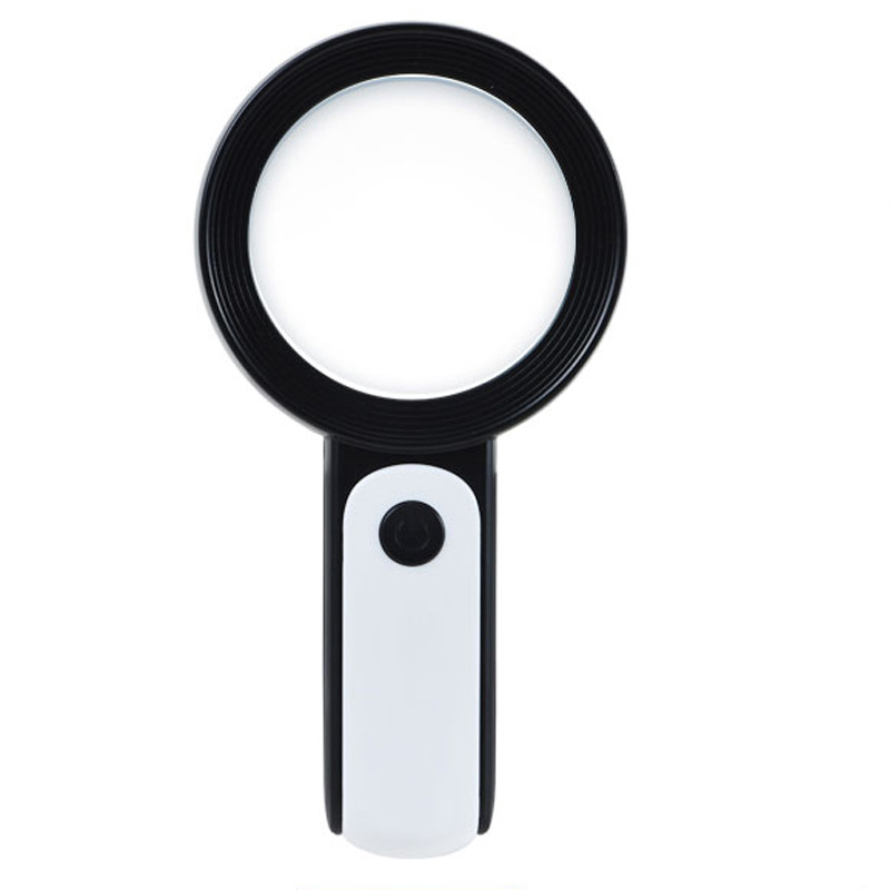 Loupe de poche éclairée 30x, lentille double en verre 80 mm, 18 LED et 3 modes d'éclairage