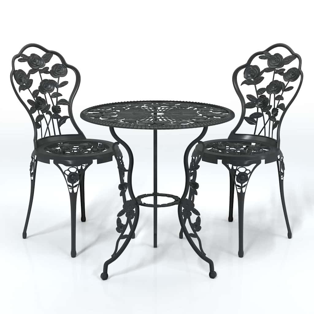 Vidaxl Schwarz 3 Piece Bistro Set Cast Aluminium Black