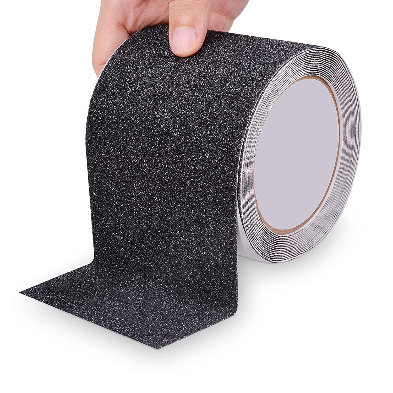 Ruban antidérapant adhésif pour escalier, PVC grain 80, 10 cm x 5 m, intérieur et extérieur, noir