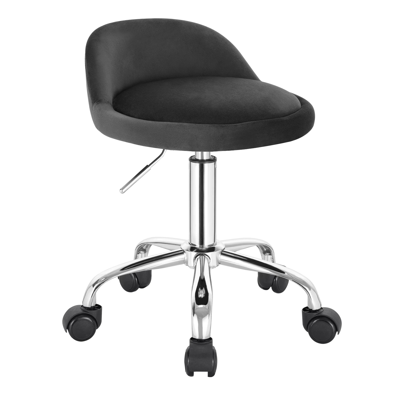 Chaise Pivotante Velours Gris Foncé – Roulettes – Hauteur Réglable