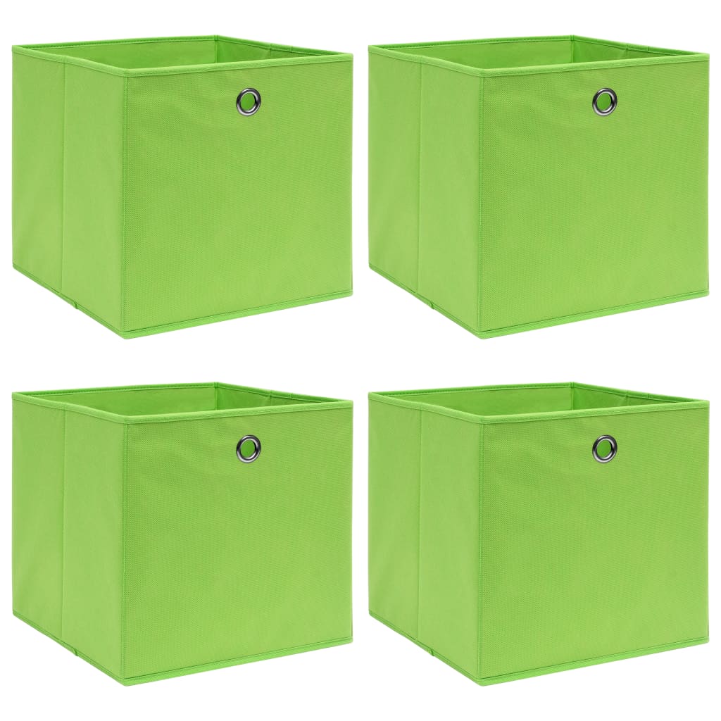 Vidaxl Storage Boxes 4 Pcs Green 32x32x32 Cm Fabric