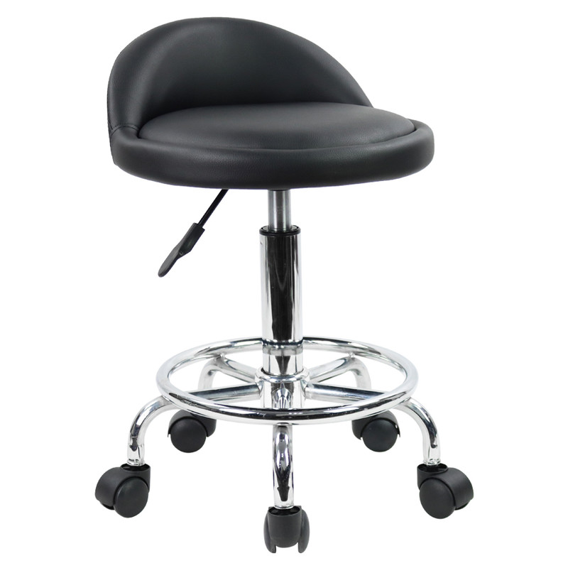Tabouret De Bureau Réglable En Hauteur 48-64 Cm – Cuir Synthétique Étanche – Repose-pieds – 5 Roulettes De Sécurité – Charge Max 110kg – Kktoner