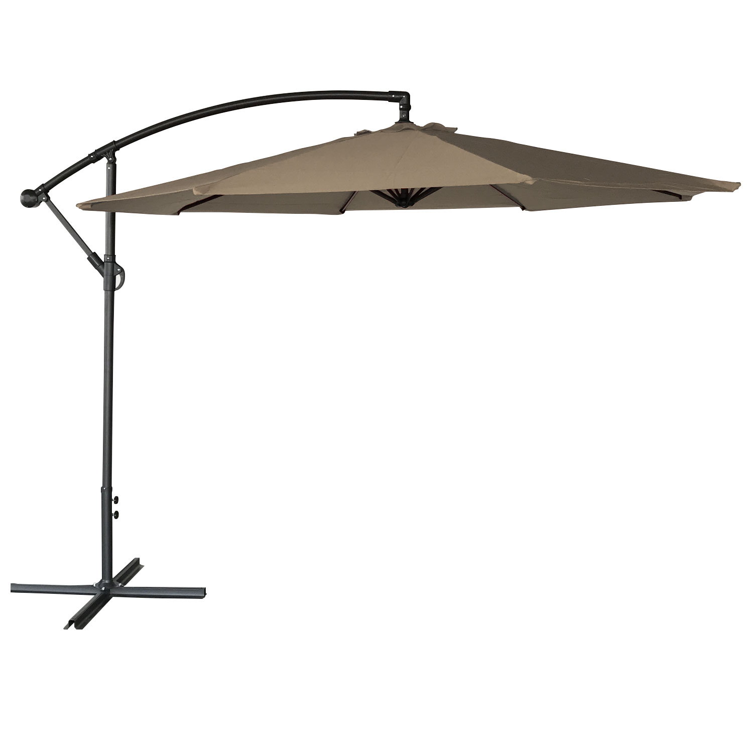 Happy Garden - Parasol Déporté Oahu Rond 3m De Diamètre Taupe