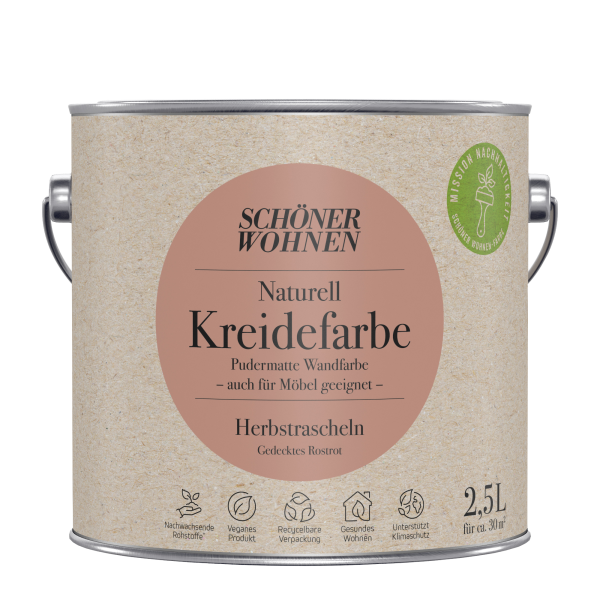Schoner Wohnen - Schöner Wohnen Naturell Kreidefarbe 2,5 Ltr. Herbstrascheln Gedecktes Rostrot