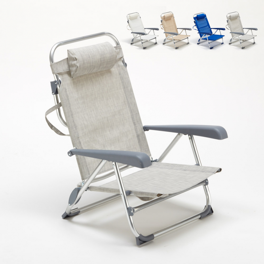 Beach And Garden Design – Chaise Longue Transat Pliante Avec Accoudoirs – Structure En Aluminium Anodisé – Dossier Inclinable 6 Positions – Tissu Textilène Lavable – 2,5 Kg
