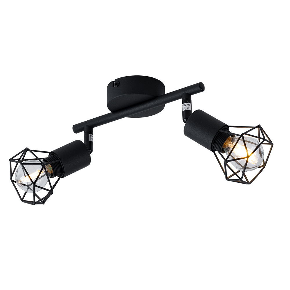 Decken Leuchte Käfig Spot Strahler Leiste Verstellbar Lampe Schwarz Wohn Zimmer Beleuchtung Globo 54802s-2