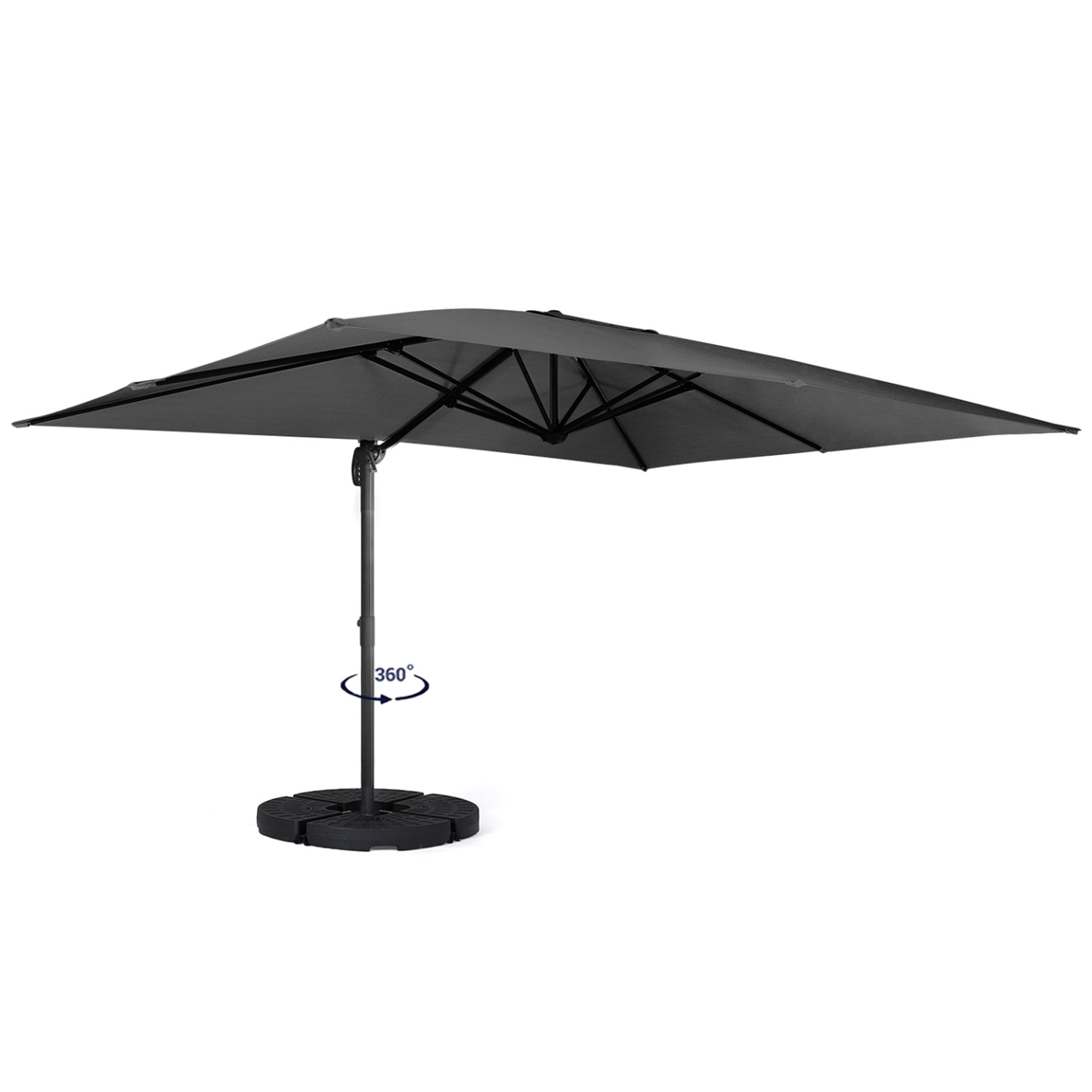 Idmarket – Parasol Déporté Rotatif 360° Gris 3x4m – Mât En Aluminium