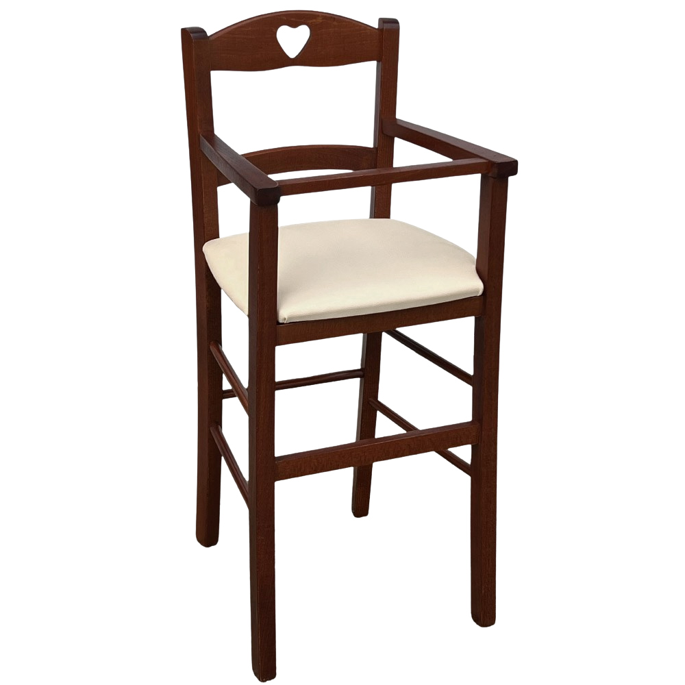Okaffarefatto - Chaise Haute En Noyer Foncé Avec Siège Rembourré En