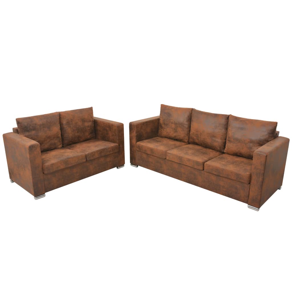 Vidaxl - Ensemble De Canapés 2 Pcs Cuir Daim Artificiel