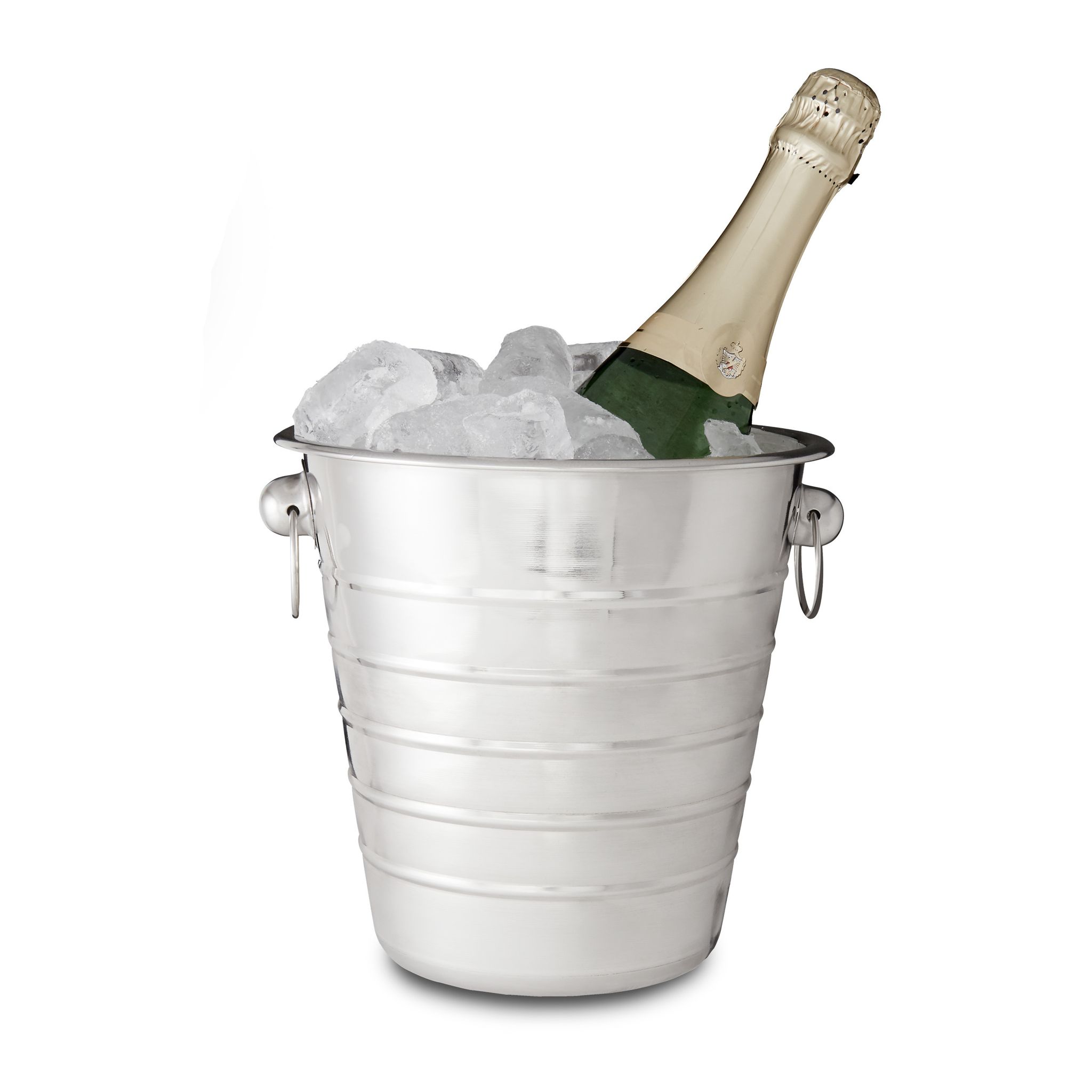 Relaxdays Cestello Ghiaccio, Acciaio Con Manici, Secchio Per Vino & Champagne, Per Feste & Eventi, Ø 21,5 Cm, Argento