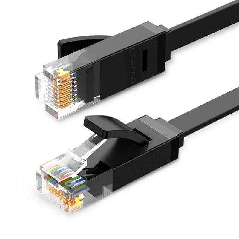 Techstore Schwarz Ugreen Nw102 Ethernet-Flachnetzwerkkabel Rj45, Cat.6, Utp, 1 M (Schwarz)