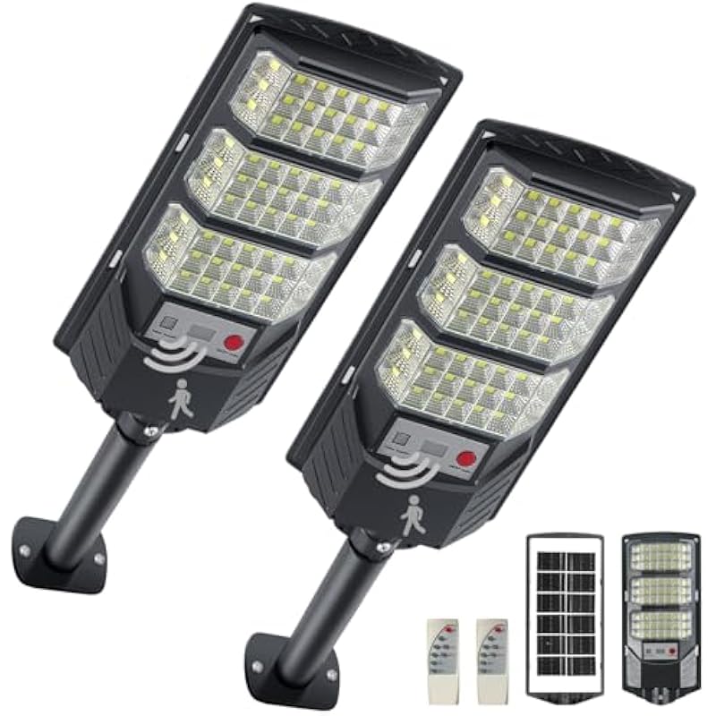 Lampioni Solari Da Esterno, Luce Solare Da Esterno 8500k, Proiettore Led Impermeabile Con Funzionamento Crepuscolare, Rilevatore Di Movimento E Telecomando, Luci Di Sicurezza Per Patii E Giardini.