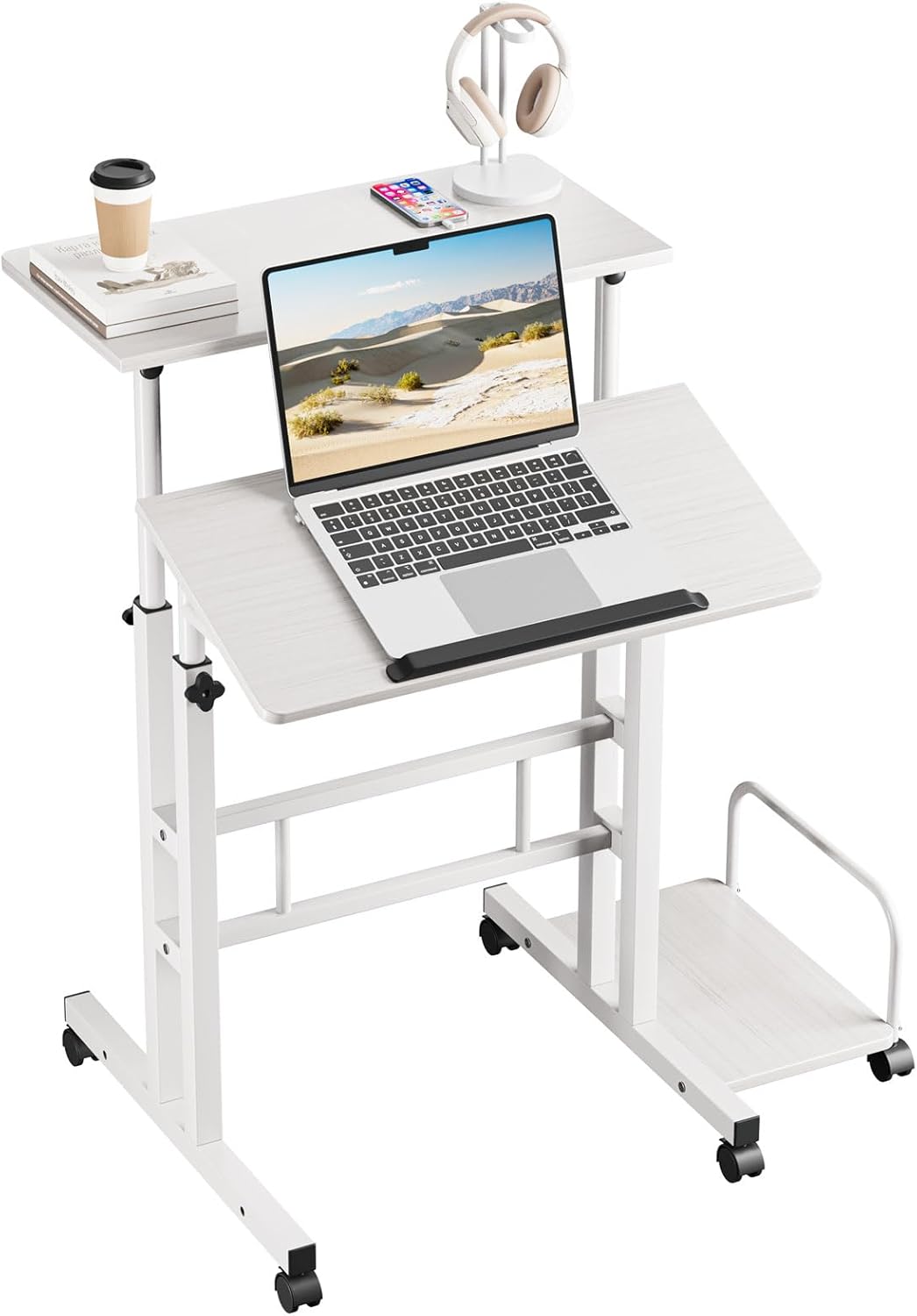 Dripex Bureau Debout Réglable En Hauteur 60 X 60 Cm Avec 4 Roulettes