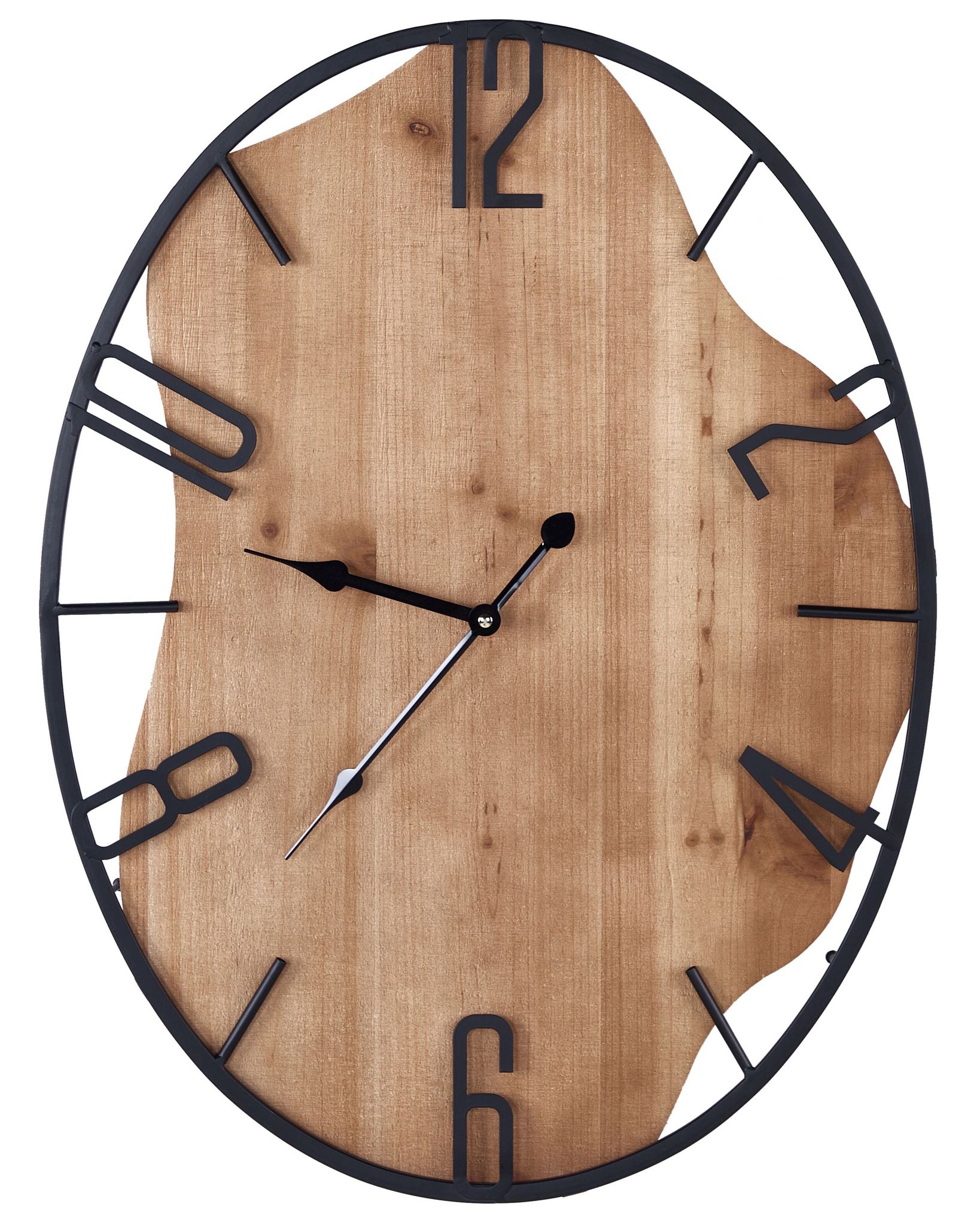 Beliani - Horloge Murale Moderne Ronde 46 X 60 Cm En Métal Noir Et Mdf