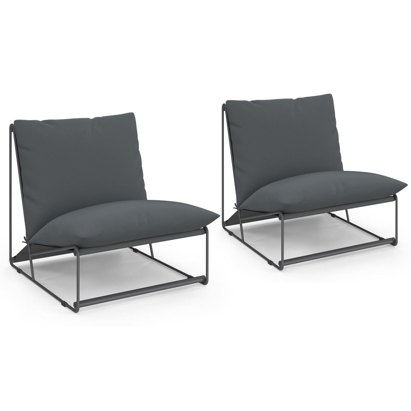 Idmarket – Lot De 2 Fauteuils De Jardin Napoli Gris – Structure En